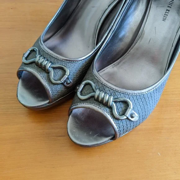 Anne Klein | Akeson | Open Toe Heels | pewter | sz 9 1/2 - Picture 5 of 8